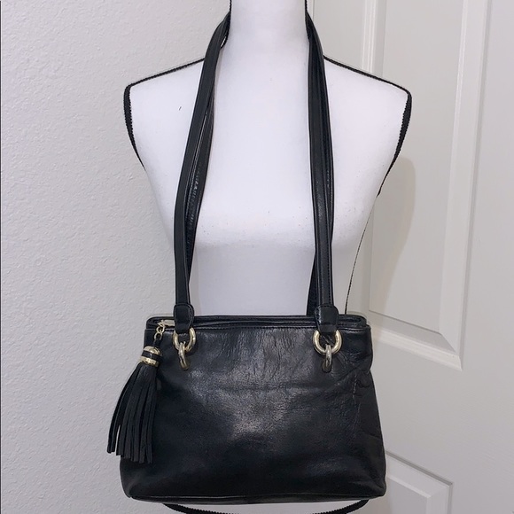 Tignanello Handbags - Tiganello Black leather crossbody shoulder bag